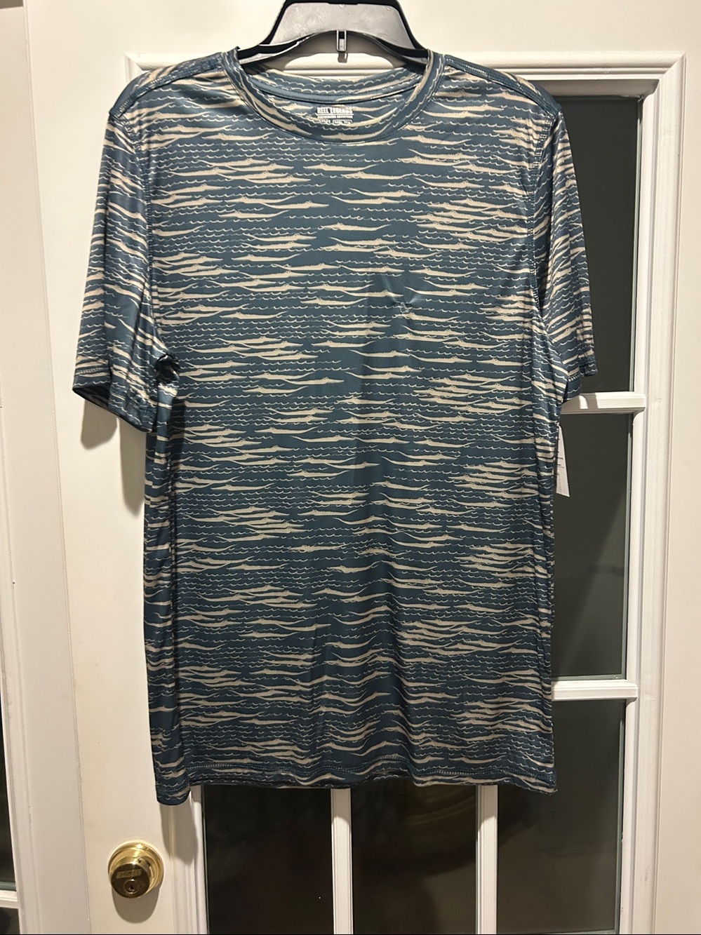 Reel Legends Blue and Cream Short Sleeve Performance Tee
